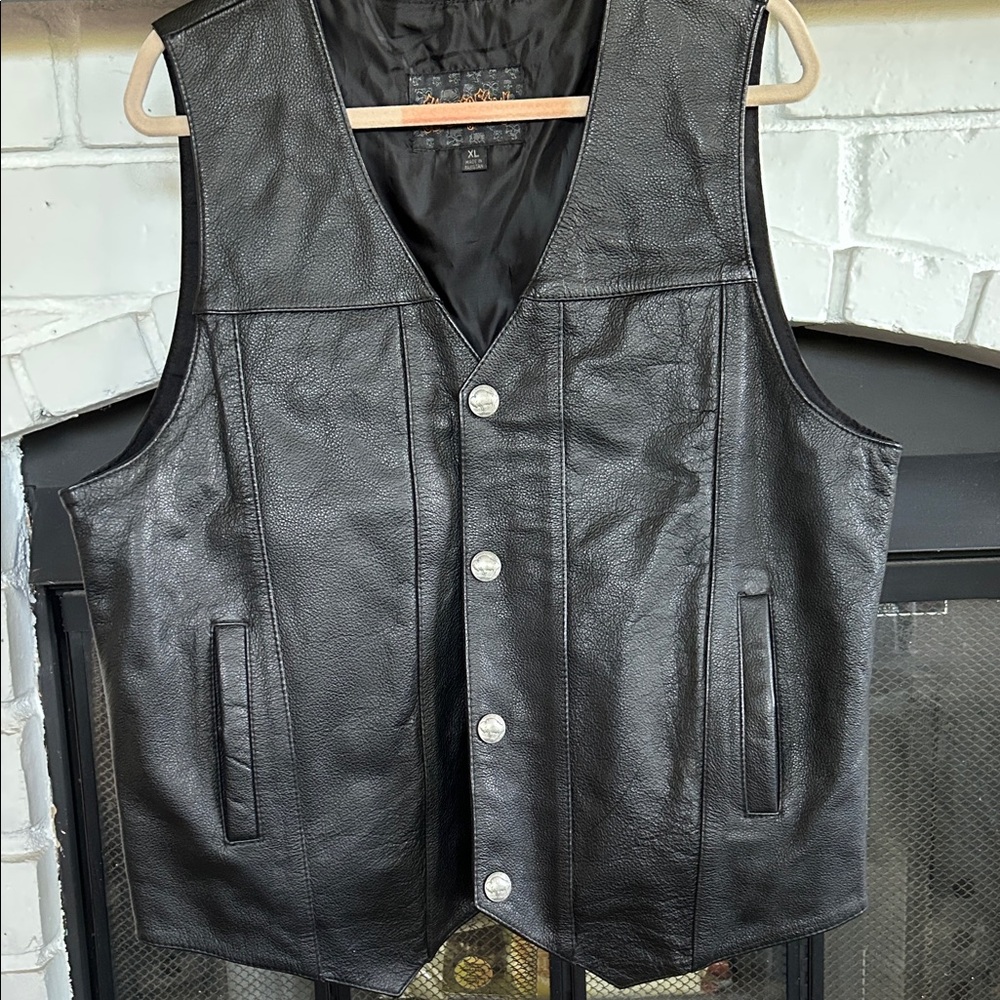 Sleek Black Leather Vest for Men